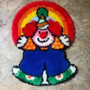 Vintage Clown Latch-hook Tapestry